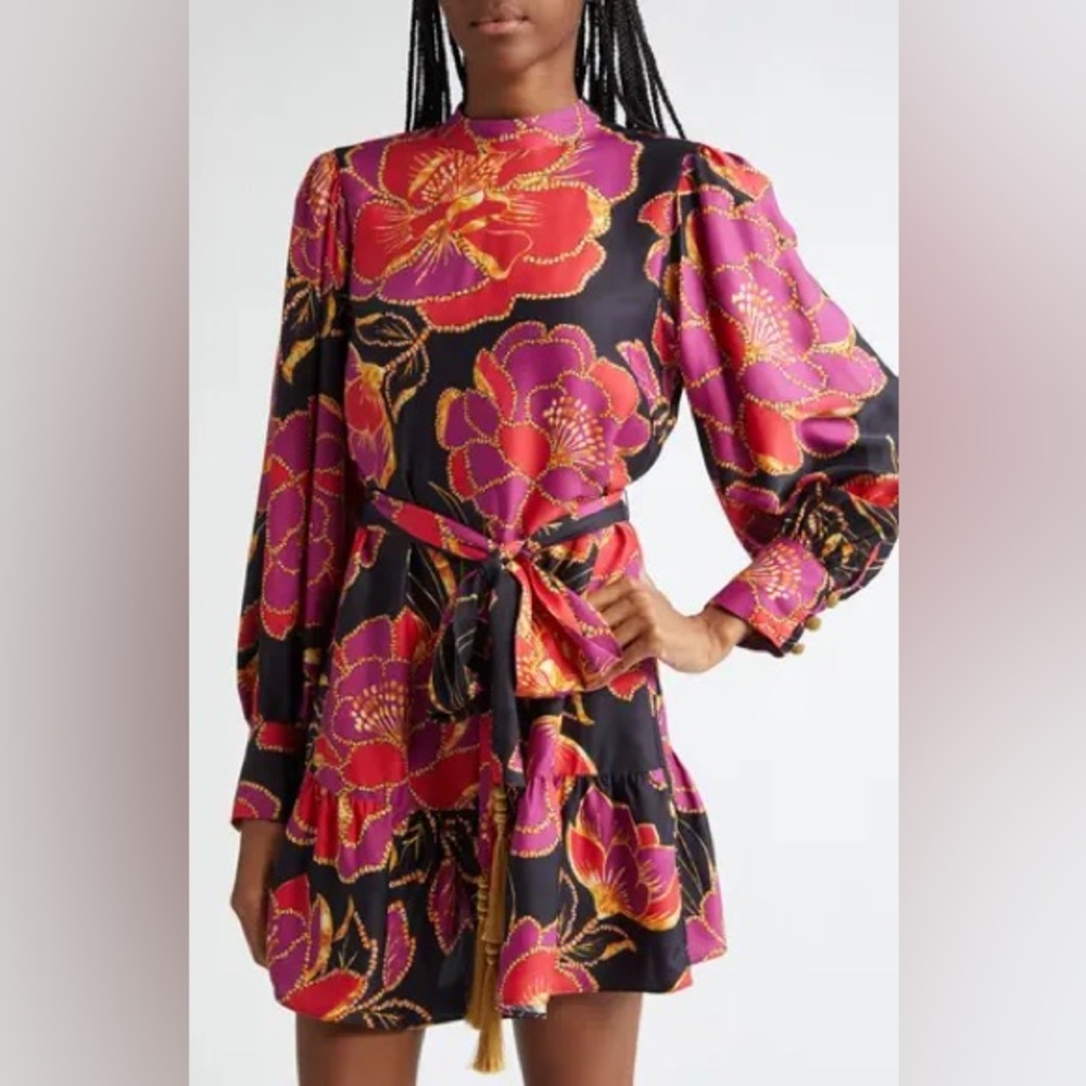FARM Rio Black Dress with Red and Purple Floral Design - Picture 4 of 14